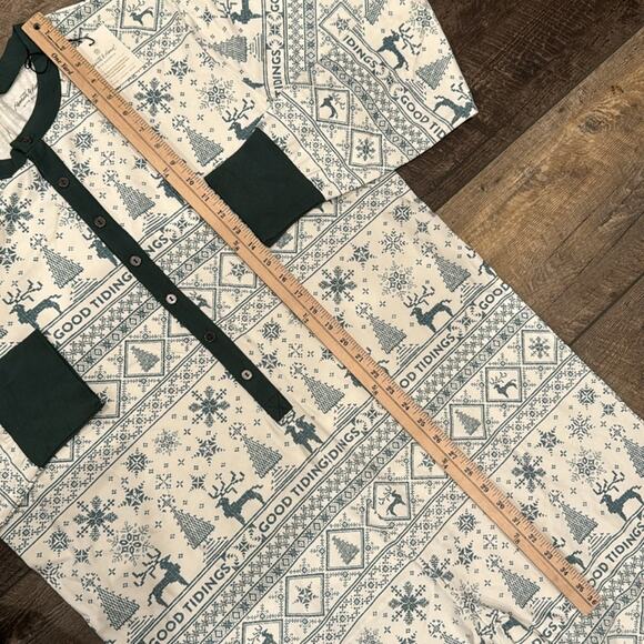 NWT Hearth & Hand Men's Good Tidings Union Suit Green Cream Size XL - Picture 7 of 11